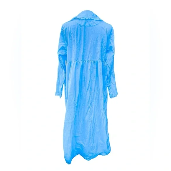 Vintage 90s Laura Ashley Long Sleeve FullLength Cotton Nightgown Dress L - Picture 2 of 8